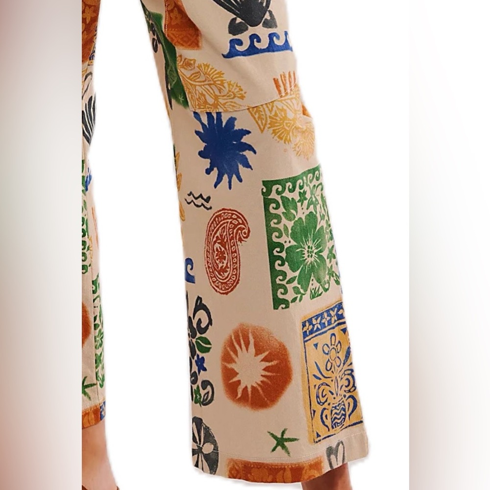 Wide Leg Printed Patchwork Pants - Multi - image 3